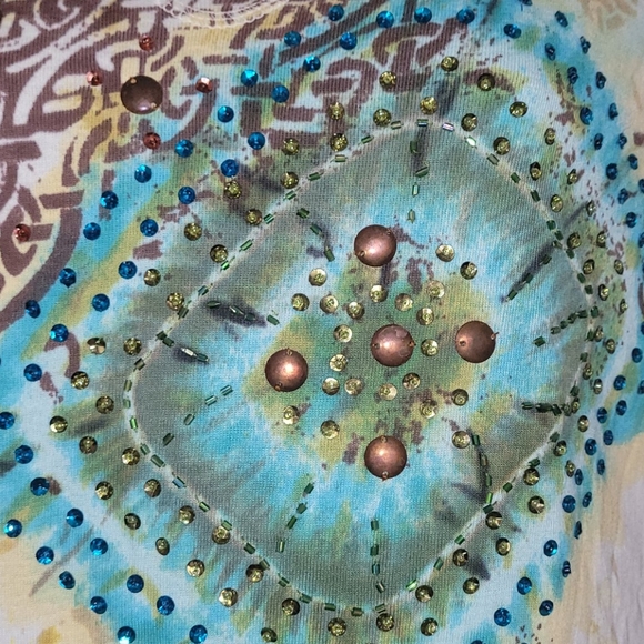 Forbidden V neck Beaded Hoodie M - Picture 3 of 6